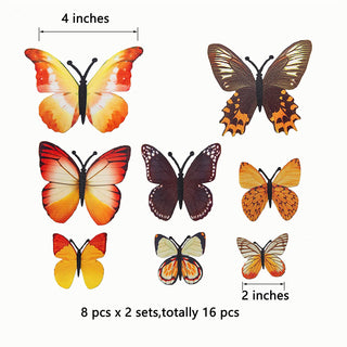3D Autumn Yellow Fabric Butterfly Wall Decals (16pcs) 6