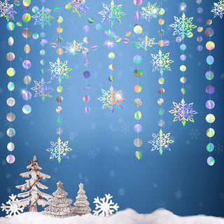 Christmas Decoration Iridescent Snowflake & Circle Garland (52Ft)  3