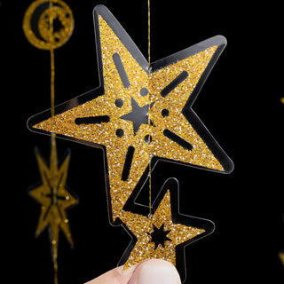 Glitter Gold Star Christmas Garland (6 pcs)