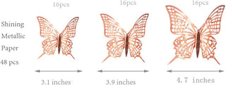 3D Rose Gold Butterfly Wall Stickers (Rose Gold B) 3