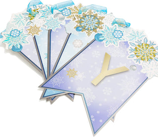 Snowflake Happy Birthday Flag Banners in Blue and White (2 pcs) 7