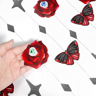 4 pcs Red Rose Butterfly Eyeball Garlands for Halloween Decorations 3