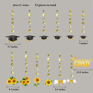 Sunflower and Black Cap 'Congrats Grad' Graduation Banners (13pcs)3