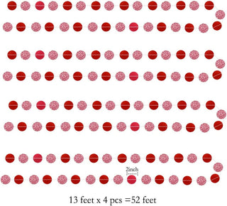 4pcs Glitter Red Circle Dots Garland Kit 3