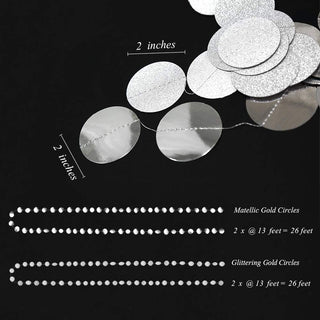 4pcs Glitter Silver Circle Dot Garland Kit 4