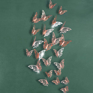 3D Rose Gold Butterfly Wall Stickers (Rose Gold C) (48pcs) 4