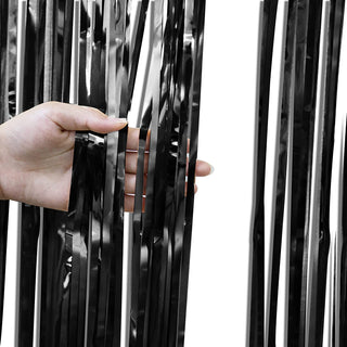 Foil Fringe Curtain Backdrops and Circle Garlands Set in Black (6pcs) 5