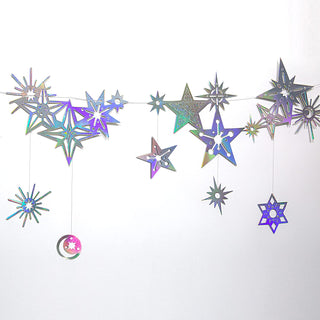 Iridescent Glitter Star Christmas Garland (22pcs) 