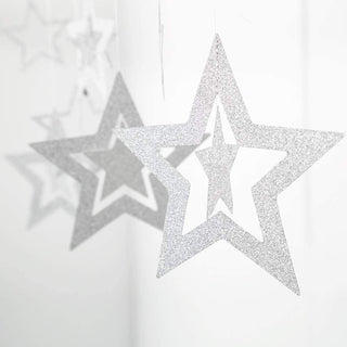 3 packs Glitter Silver Star Garlands 3D Star 4