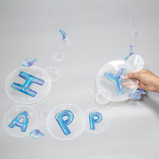 Transparent Blue Happy Birthday Bubble Banner (2pcs)  4