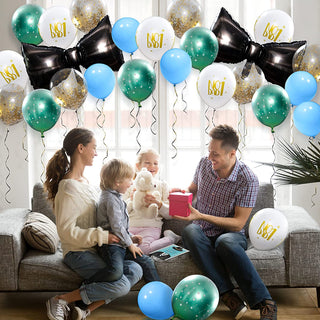 Father's Day Balloons Set with Bow Balloons in Blue and Black (26 pcs) 3