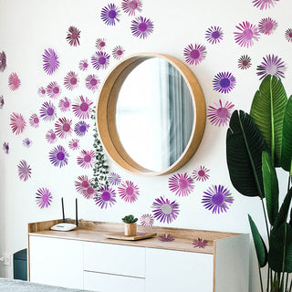 Metallic Paper Flower Wall Stickers Set in Pink and Purple (40pcs) 3
