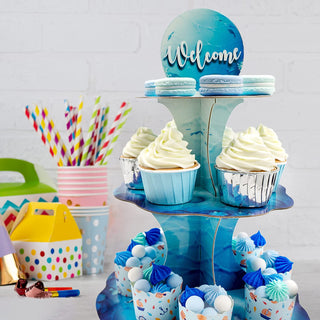 Under The Sea Welcome 3-Tier Blue Cupcake Stand 2