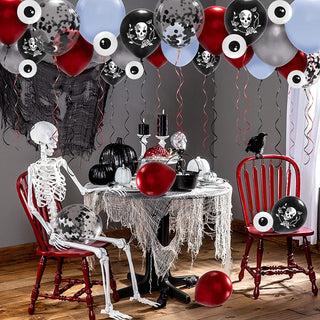 32 pcs Balloons Set Halloween Rose Skull Black Burgundy White Skeleton