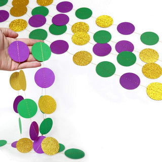 Gold Purple Green Circle Dots Garland Kit Mardi Gras Decor 4