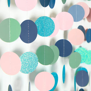 Blue Pink Green Circle Garland for Little Mermaid Party Decoration 4
