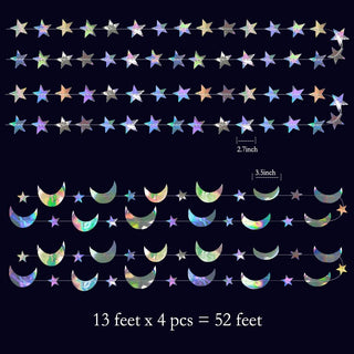 Iridescent Holographic Stars and Moons Garlands (2pcs) 4