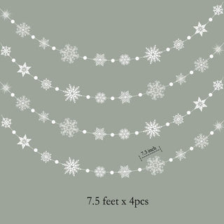 4pcs Winter Wonderland White Snowflake Garland 4