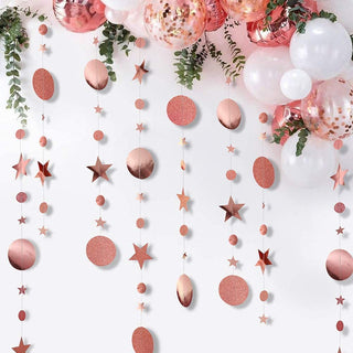 New Year Decor Rose Gold Garland with Circle Dot & Twinkle Star (39Ft) 1