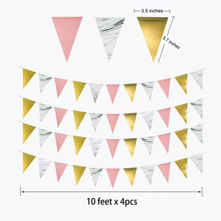 Bunting Flag Banners Set in Green, Pink and Silver (4pcs) 5