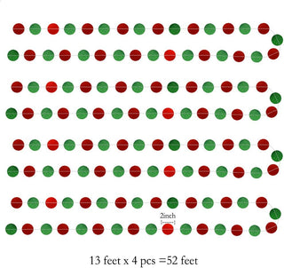 Green and Red Circle Dots Christmas Garland (4pcs)