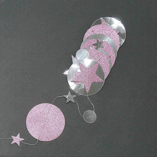 3pcs Glitter Pink Silver Circle Dot Garland Twinkle Little Star Decoration 4