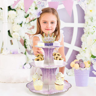 Lavender Floral Crown 3-Tier Cupcake Stand 2