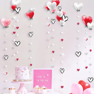 7 pcs Love Heart Garlands for Valentine’s Day Decorations Hanging Red White Pink Heart 4
