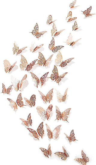 3D Rose Gold Butterfly Wall Stickers (Rose Gold A) 4