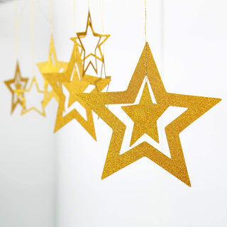 Gold Twinkle Star Metallic Glitter 3D Hanging Star 4