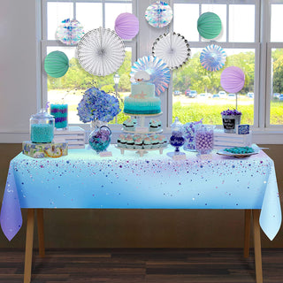 9x5 ft Fabric Iridescent Tablecloth for Euphoria Party Decoration 4