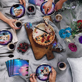 24 Sets Starry Night Sky Galaxy Party Tableware