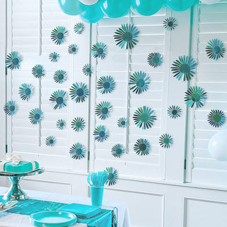 3D Teal Blue Removable Flower Wall Stickers (40 pcs) 4