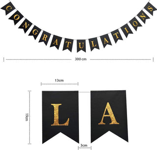 Shimmer Congratulations Banner in Gold and Black (1 pc) 5