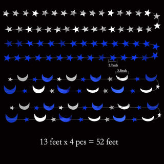 Royal Blue Silver Stars and Moon Garlands (52ft) 4