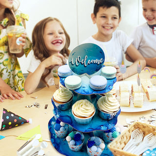Under The Sea Welcome 3-Tier Blue Cupcake Stand 4