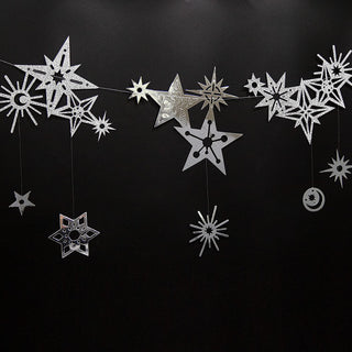 22pcs Silver Christmas Decorations Glitter Star Garland 5