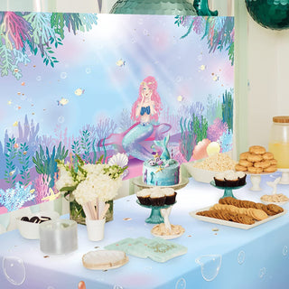 Mermaid Party Backdrop 3x5 ft Fabric 5