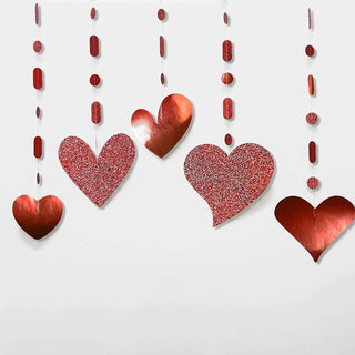 16pcs Romantic Glitter Red Heart Garland Decorations Hanging Garlands 5