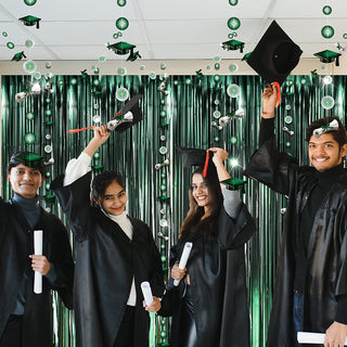 Foil Fringe Curtain Backdrops and Graduation Garlands Set in Green (8pcs) 3