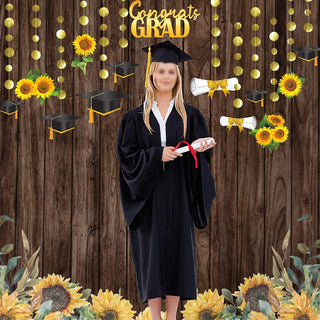 Sunflower and Black Cap 'Congrats Grad' Graduation Banners (13pcs) 5
