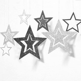Glitter Black Charcoal Silver Star Party Decorations Twinkle Little Star Garland 5