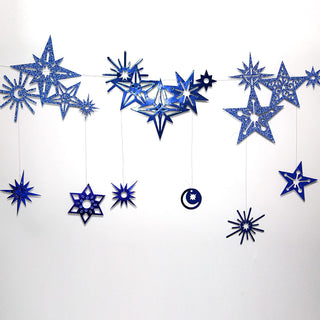 Royal Blue Glitter Star Garland (22pcs) 5