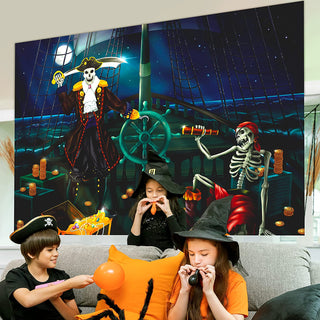 7x5 ft Fabric Pirate Halloween Party Backdrop 5