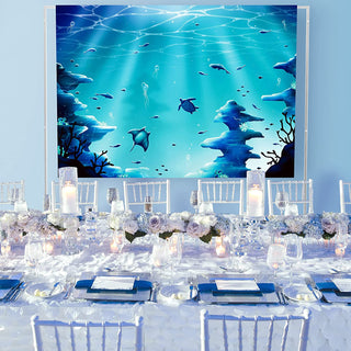 Under The Sea Backdrop for Ocean Party Decoration 5x7 ft Blue Fabric 5
