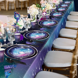 24 Sets Starry Night Sky Galaxy Party Tableware