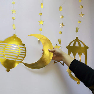 Islamic Gold Star Crescent Moon Lantern Ramadan Garland 5