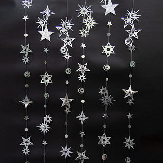 6pcs Silver Christmas Decorations Shiny Star Garland 5