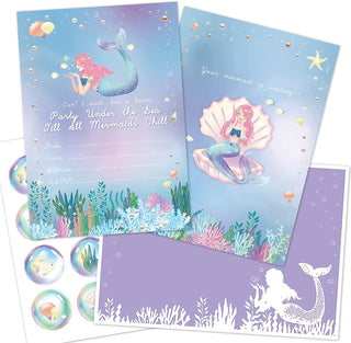  12 Set Little Mermaid Party Invitation Card 5