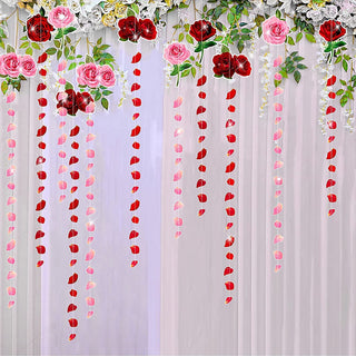 12pcs Red Pink Rose Garland Paper Rose Flower Patel Streamer  5
